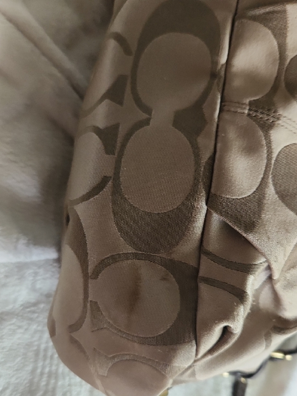 Coach Beige Signature Hobo with Dark Brown Trim - Picture 2 of 6